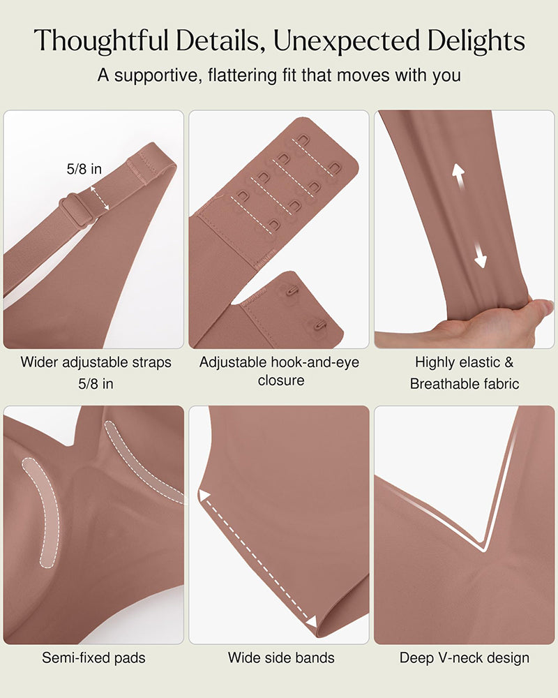 Seamless Deep V Push-Up Wireless Bra