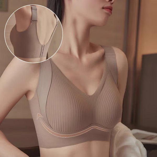 Women's Ribbed Push Up Adjustable Wireless Bra