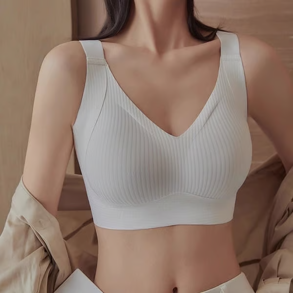 Women's Ribbed Push Up Adjustable Wireless Bra
