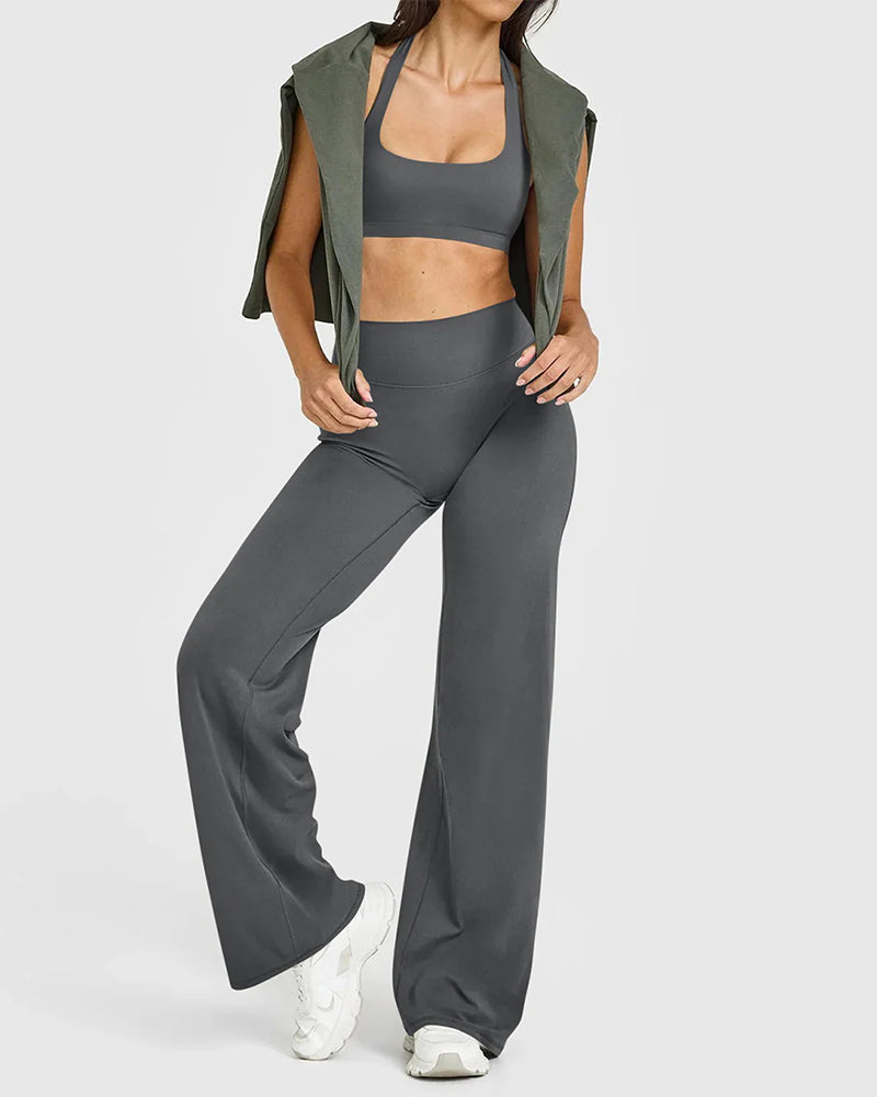 High-Waisted Elastic Wide-Leg Lounge Yoga Pants