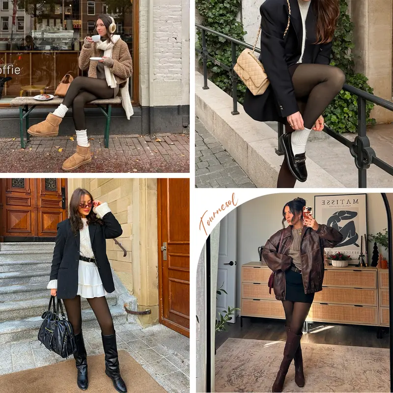 Fleece Lined Tights One-Lined Seams both front and back