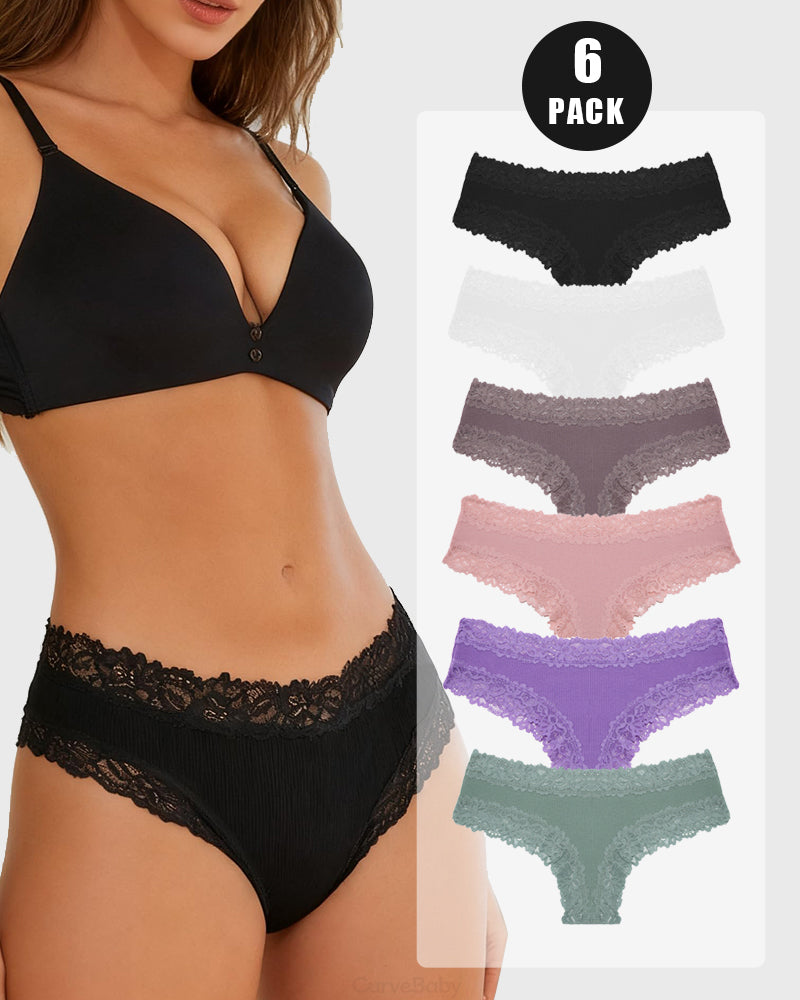 Cotton Lace Low Rise Brazilian Bikini(6-pack)