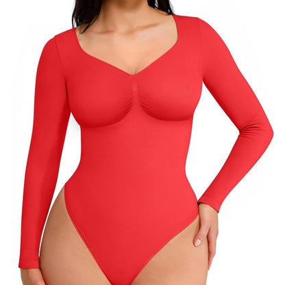 Seamless Long Sleeve Thong Bodysuit