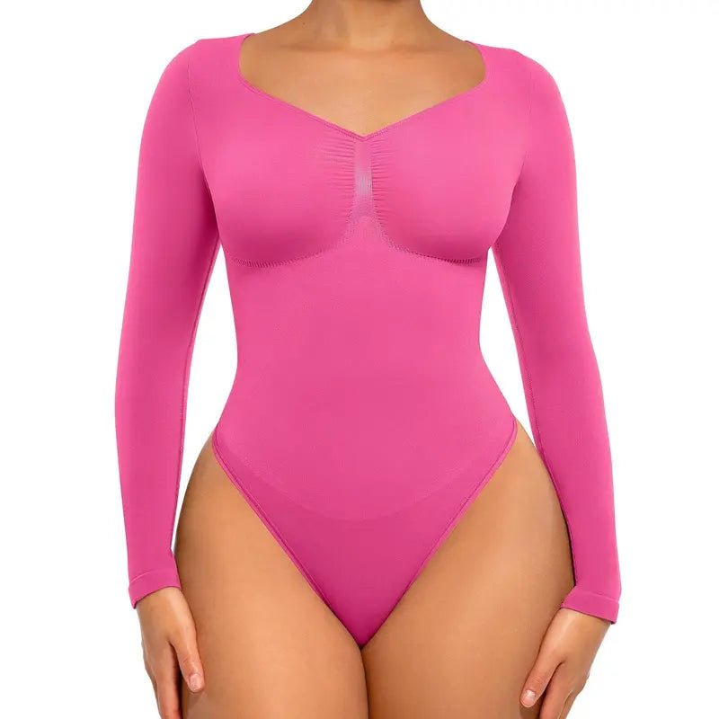 Seamless Long Sleeve Thong Bodysuit