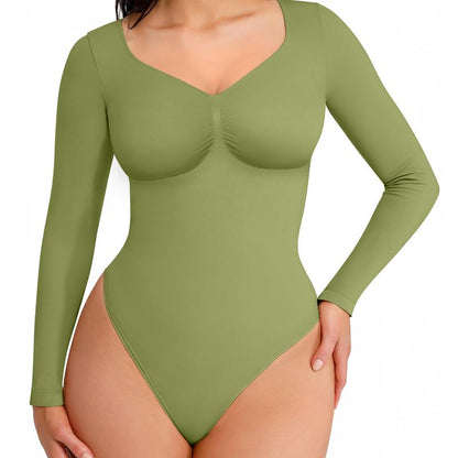 Seamless Long Sleeve Thong Bodysuit