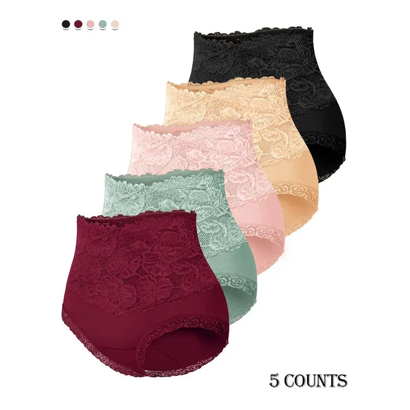 High Waist Cotton Panties – Soft, Breathable & Flattering Lace Briefs