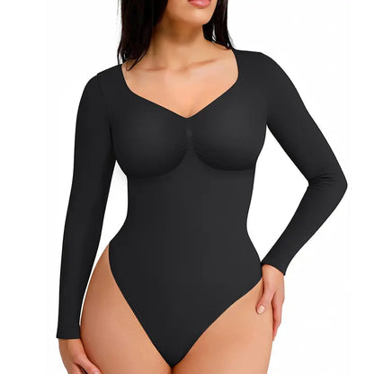 Seamless Long Sleeve Thong Bodysuit