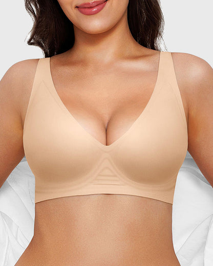 Seamless Deep V Push-Up Wireless Bra