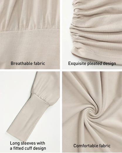 Sheer Ruched Off-Shoulder Mini Dress – Long Sleeve Party Style