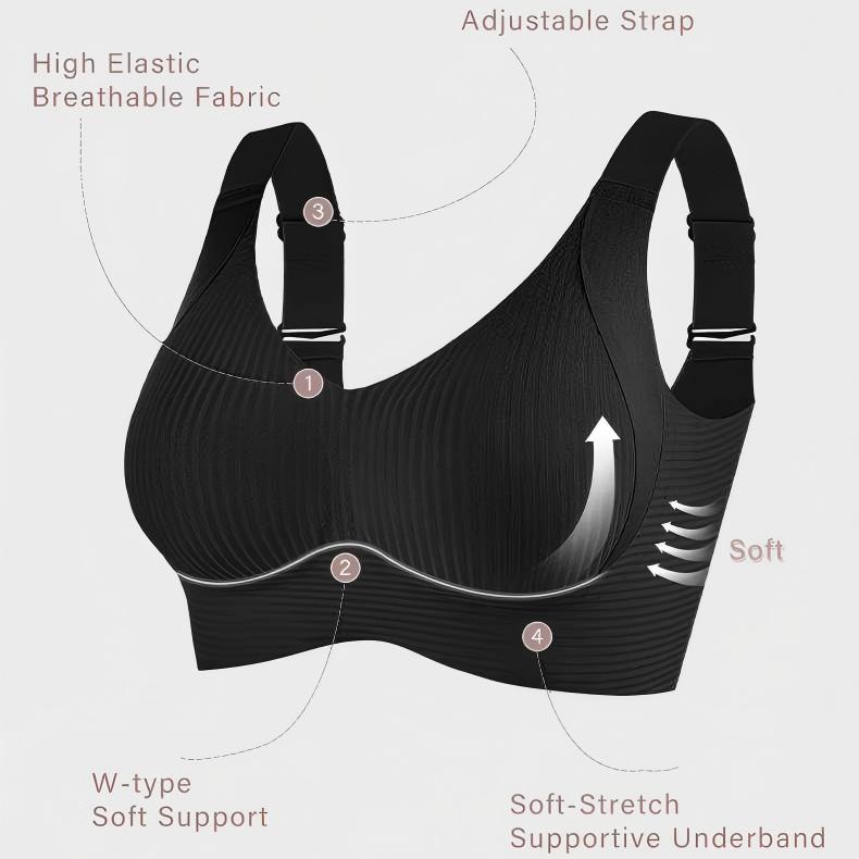 Women's Ribbed Push Up Adjustable Wireless Bra