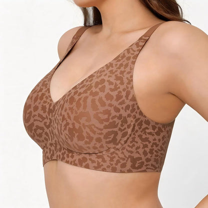 Seamless Wireless Jelly Leopard Contour Support Bra