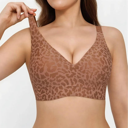Seamless Wireless Jelly Leopard Contour Support Bra