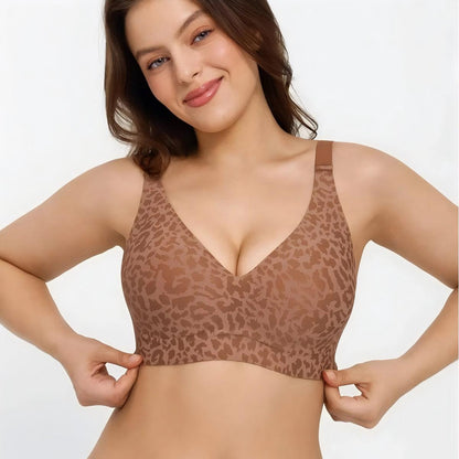Seamless Wireless Jelly Leopard Contour Support Bra