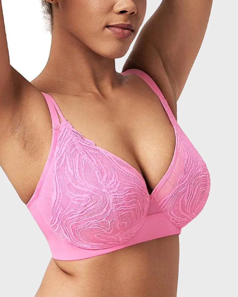 Plus Size Lace Mesh Full-Coverage Underwire Bra