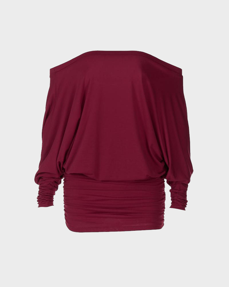 Sheer Ruched Off-Shoulder Mini Dress – Long Sleeve Party Style