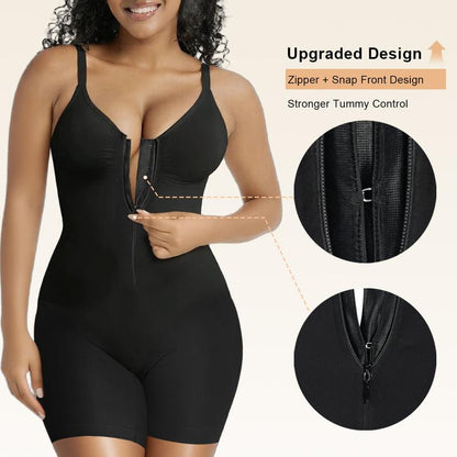 Tummy Control Bodysuit — Zip-Up, Stretch & Breathable Shapewear