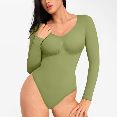 Seamless Long Sleeve Thong Bodysuit