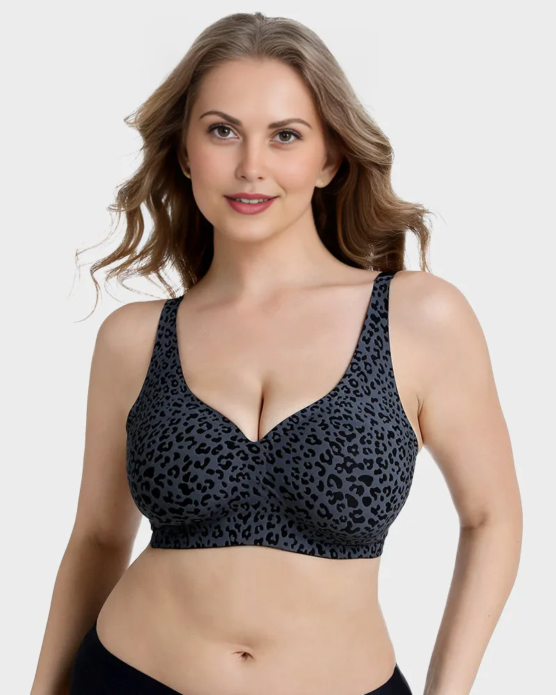 Wireless Leopard V-Neck Contour Bra