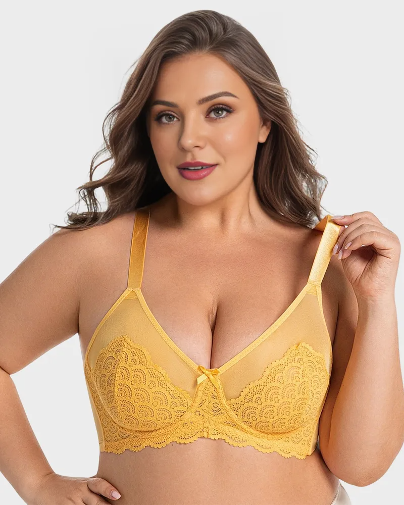 Mermaid Scales Lace Plus Size Minimizer Bra