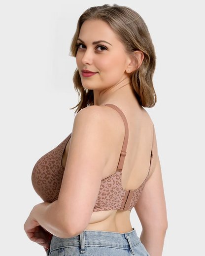 Wireless Leopard V-Neck Contour Bra