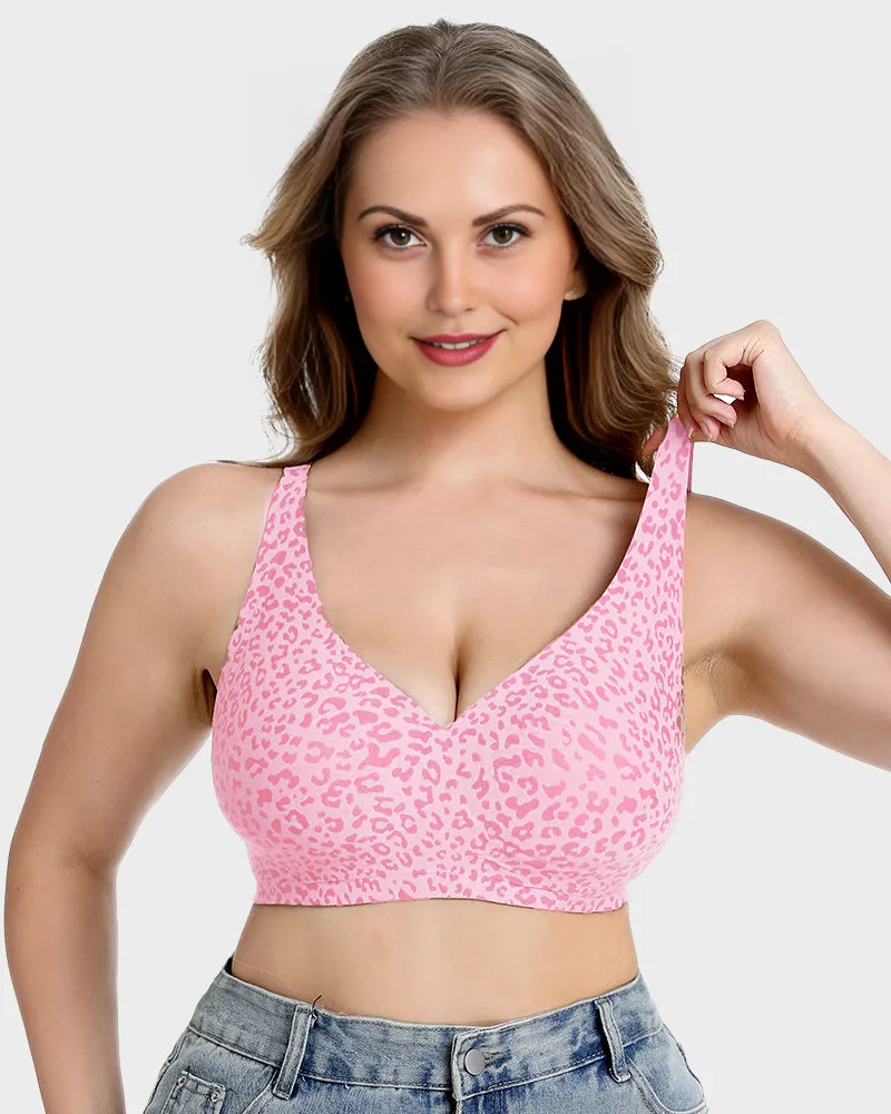 Wireless Leopard V-Neck Contour Bra