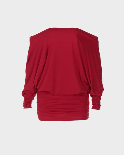 Sheer Ruched Off-Shoulder Mini Dress – Long Sleeve Party Style